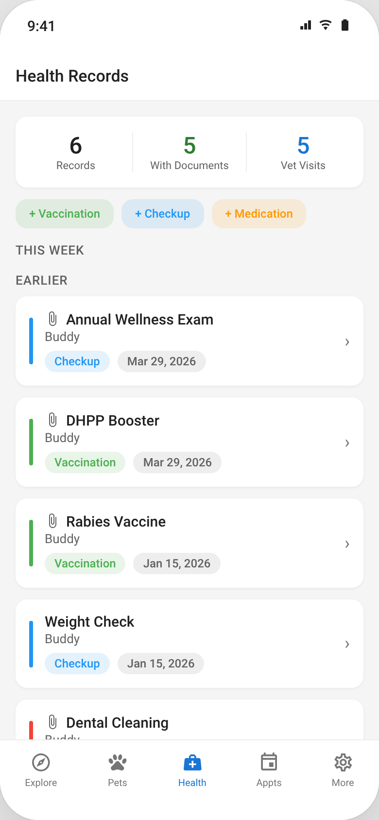 Pet Ledger — health records ready for adoption handoff