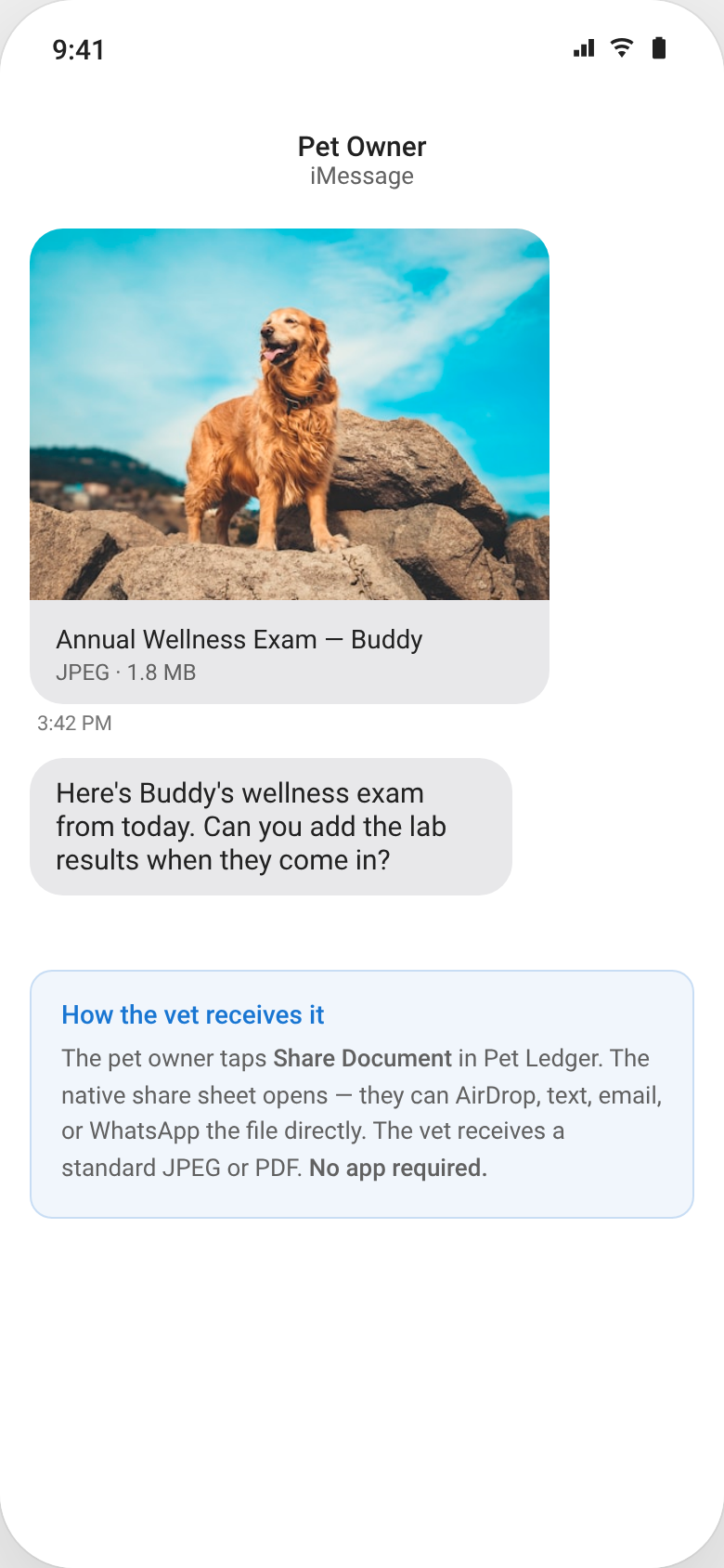 Vet receives the record